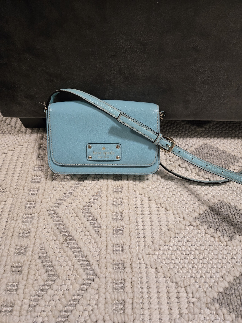 kate spade Light Blue Pebbled Leather Crossbody